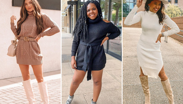 How to wear a sweater dress with ankle boots