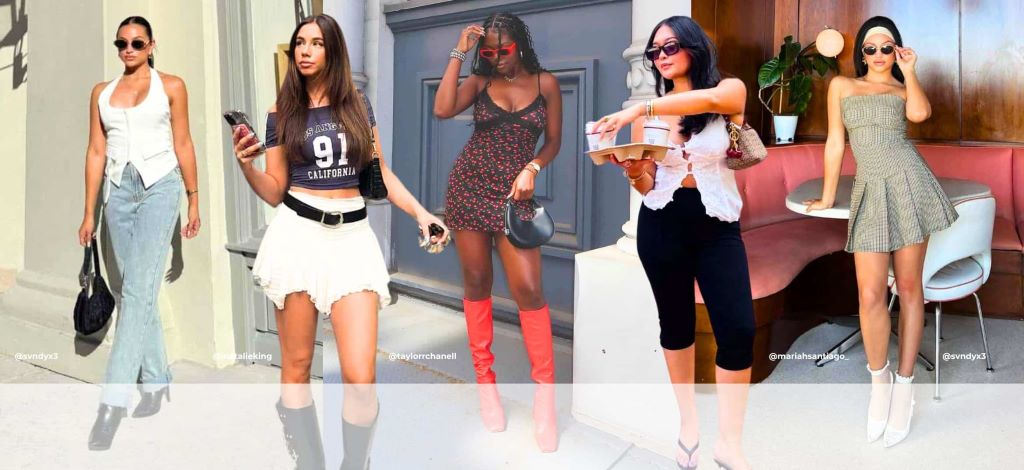 Woman wearing a casual dress styled with sneakers and sunglasses in California street