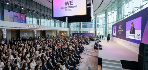Thousands of women leaders gathered at WE Convention Dubai, with a keynote speaker on the main stage at SO/ Uptown Dubai