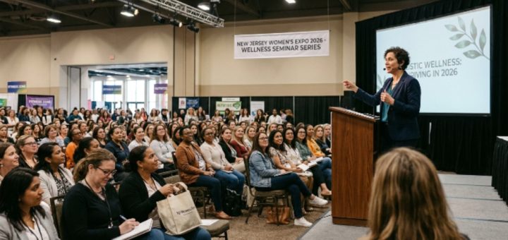 Women attending a wellness seminar with a health expert speaker at the New Jersey Women's Expo 2026 inside the Edison Convention and Exposition Center