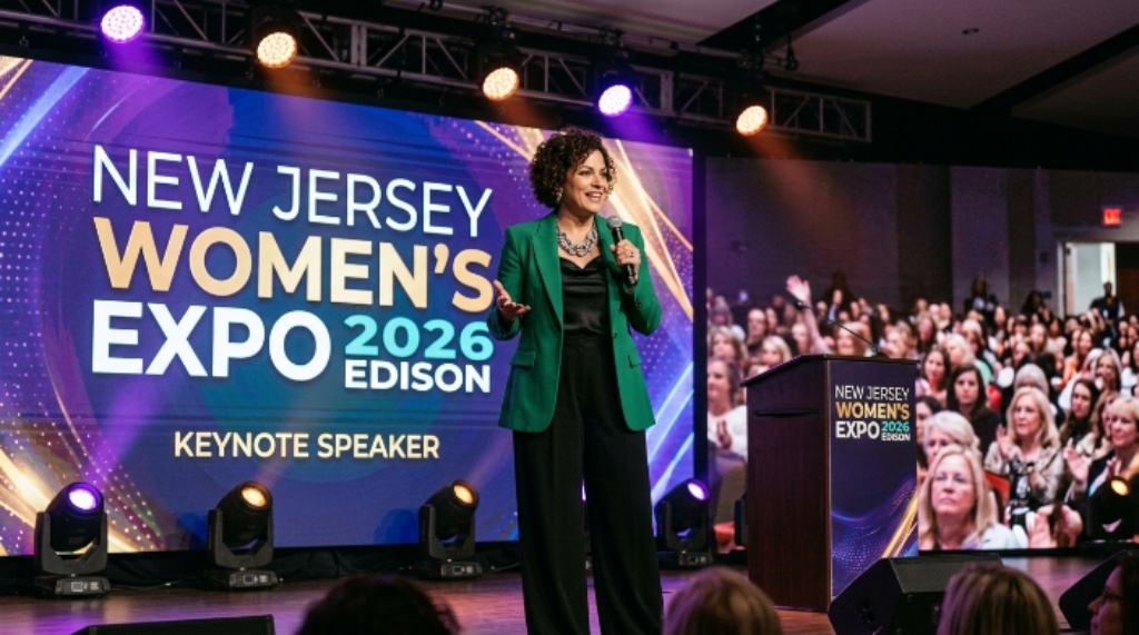 Celebrity keynote speaker on stage at New Jersey Women's Expo 2026 Edison