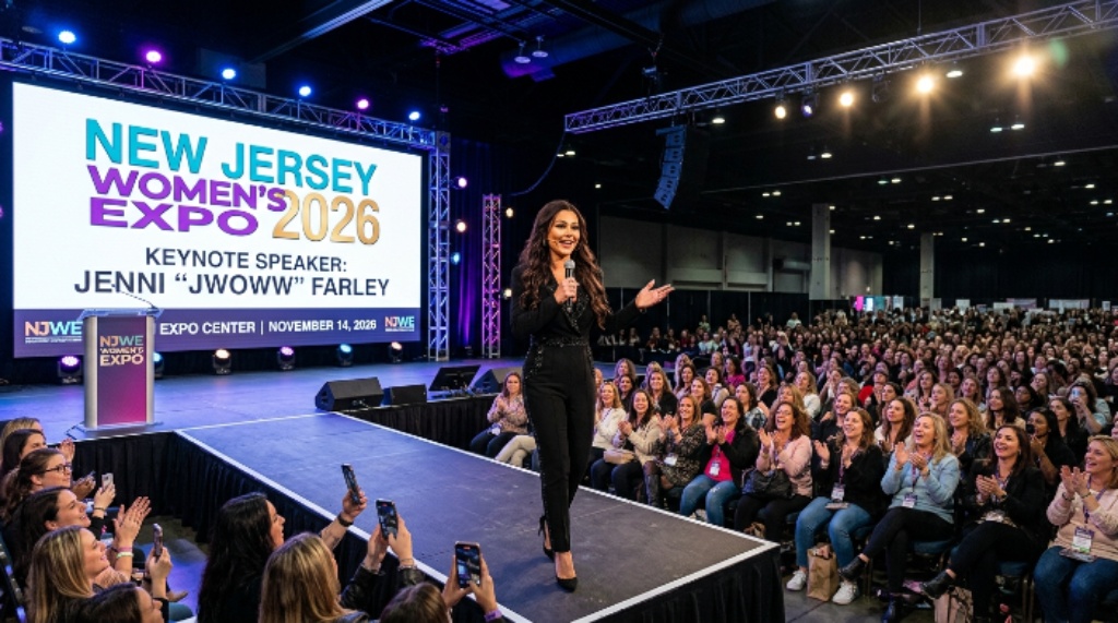 Celebrity keynote speaker JWOWW performing on the main stage at the New Jersey Women's Expo 2026 at the Edison Expo Center on November 14
